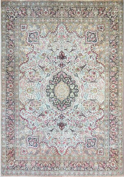 Important Ghoum silk RUG (Iran) Shah period...