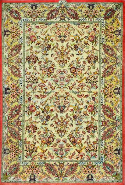Fine and original silk Ghoum RUG (Iran) 
Silk...