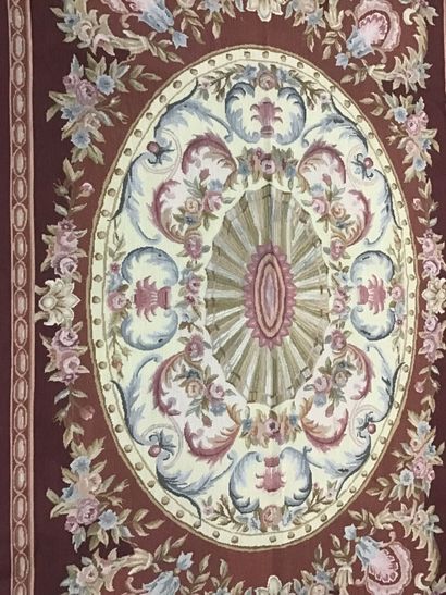 Petit point rug, XXth c.
Petit point rug.
Tobacco...