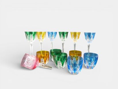 FABERGE
6 colored water glasses and 6 orangeade...