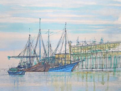 Jean CARZOU, d'après
Bateaux à quai
Lithographie...