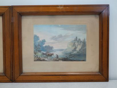 ECOLE FRANCAISE, vers 1800
Deux gouaches...