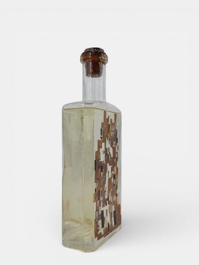 Rectangular-shaped spirit bottle with wax-closed...