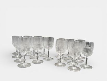 BACCARAT
11 wine glasses and 11 water glasses,...