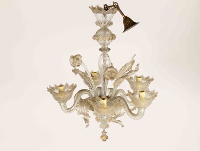 Lustre à cinq bras de lumière et paire d'appliques...