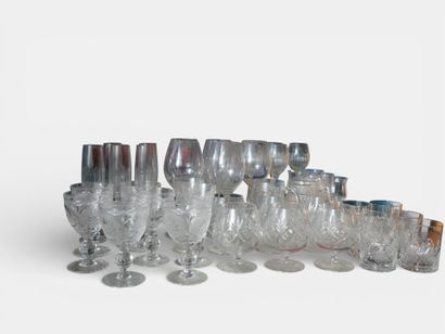 Large lot of crystal and glass glasses, various...