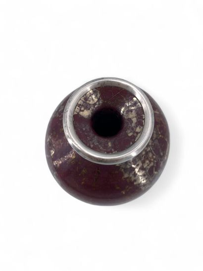 Small baluster vase in oxblood glaze, gilded...