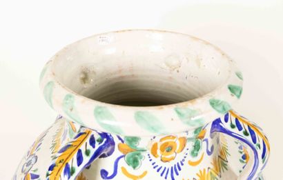 Large earthenware vase with four handles,...