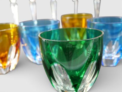 FABERGE
6 colored water glasses and 6 orangeade...
