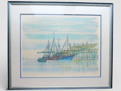 Jean CARZOU, d'après
Bateaux à quai
Lithographie...
