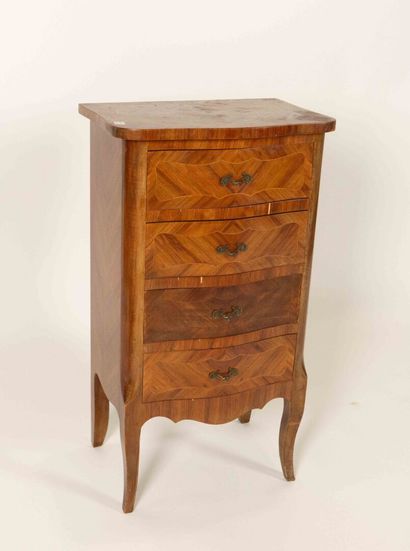 Petit chiffonnier en bois plaqué, filets...
