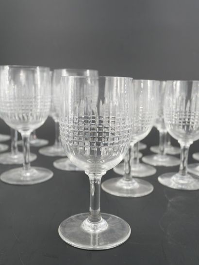 BACCARAT
11 wine glasses and 11 water glasses,...
