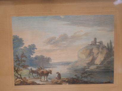 ECOLE FRANCAISE, vers 1800
Deux gouaches...