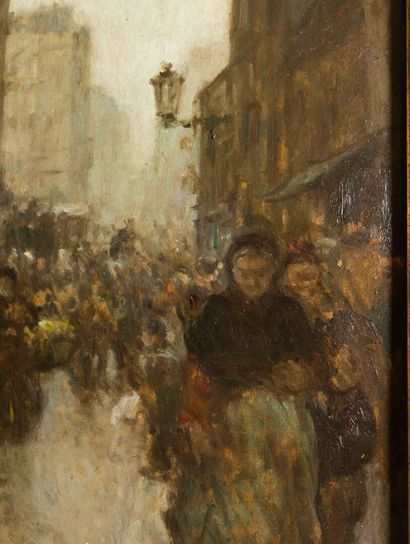 Jules ADLER (1865-1952) 
Rue à Paris, animée...