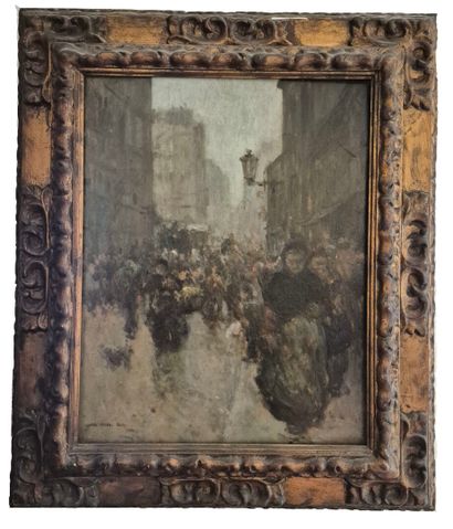 Jules ADLER (1865-1952) 
Rue à Paris, animée...