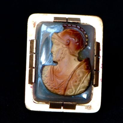 Grand bouton de plastron en or 750°/°°et...