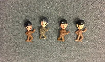 BEATLES : 4 plastic little dolls, 60's, (VG+),...