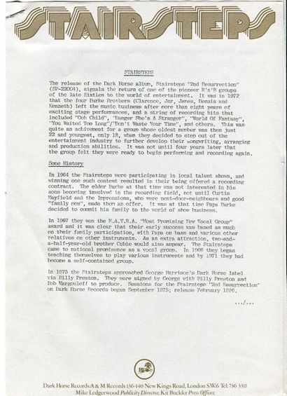 George Harrison USA Dark Horse promotional...