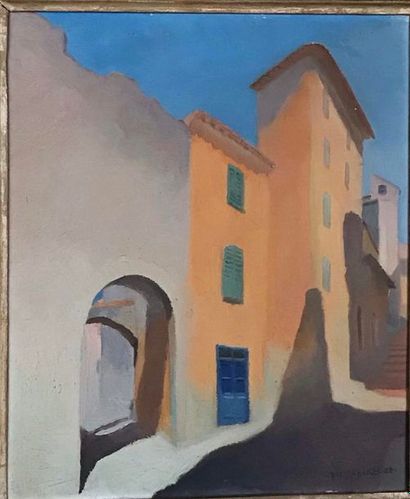 *Pierre PETIT: la rue. huile sur toile, signé...