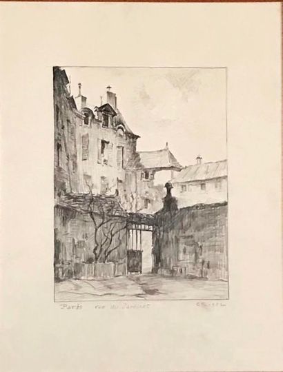 *Crayon: vue du jardinet. CR 1952 à droite...