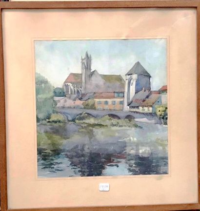 *Pierre PETIT: le pont, aquarelle , signé...