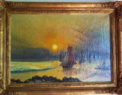*Huile sur toile ''marine'' signé en vas...