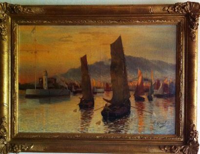 *Huile sur toile''marine'' signé en bas à...