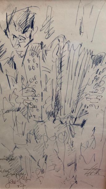 GEN PAUL ( 1895 / 1975 ) Francis Lai à l'accordéon.

Dessin...