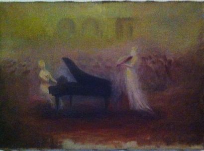 *Huile sur toile, étude de pianiste