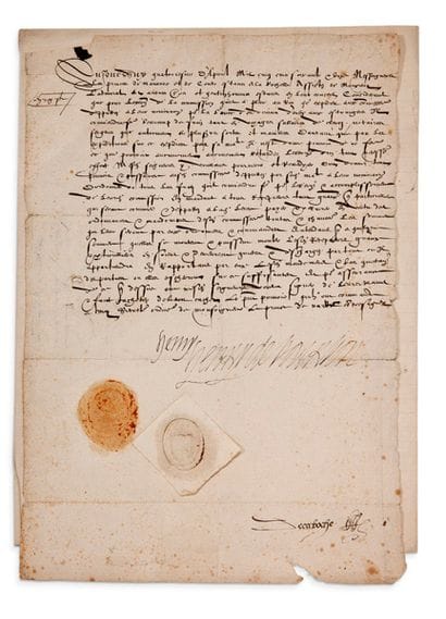 HENRI IV (1553-1610) Roi de France
P.S. «Henry»,...