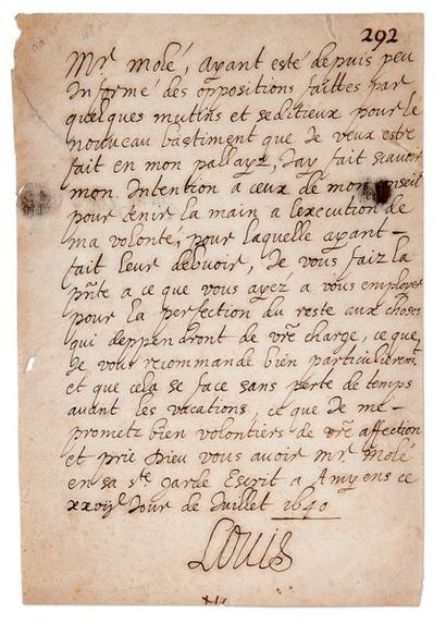 LOUIS XIII (1601-1643) Roi de France
L.A.S....