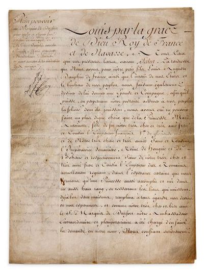 LOUIS XV (1710-1774) Roi de France
P.S. «Louis»...