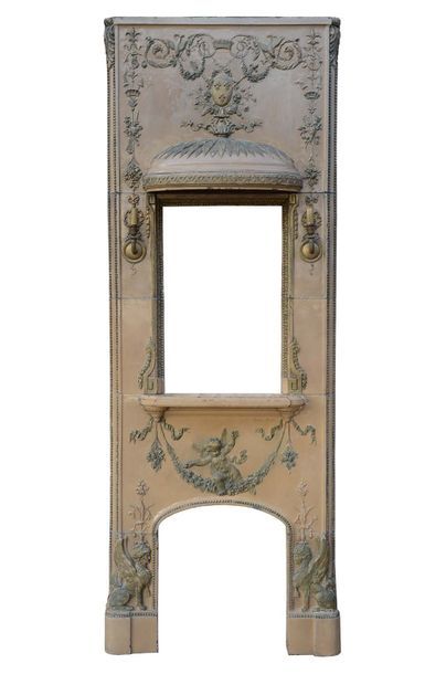 Rare cheminée de style Louis XVI en grès...