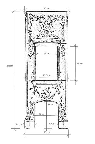 Rare cheminée de style Louis XVI en grès...