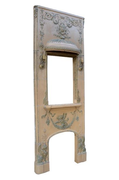 Rare cheminée de style Louis XVI en grès...