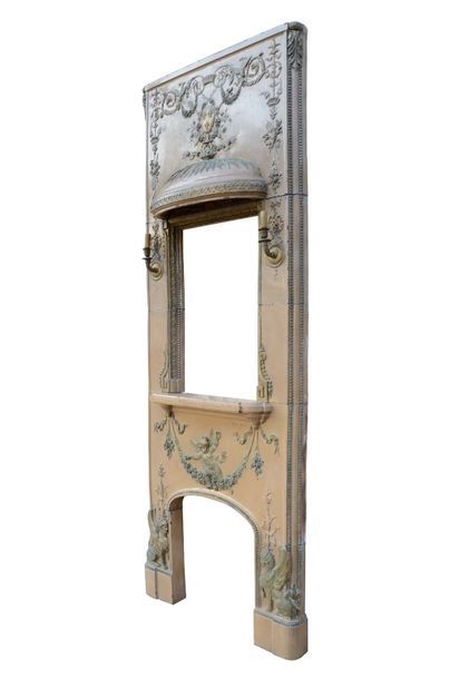 Rare cheminée de style Louis XVI en grès...