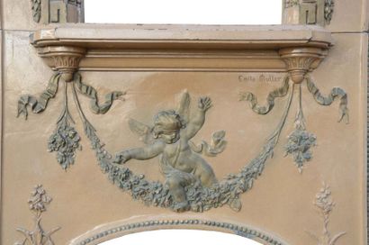 Rare cheminée de style Louis XVI en grès...