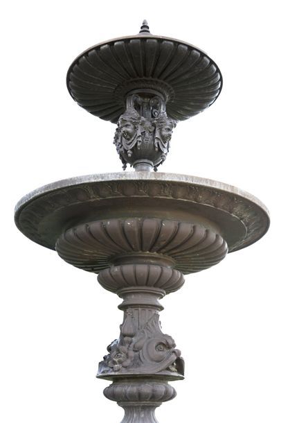 Centre de fontaine en fonte à  deux vasques...