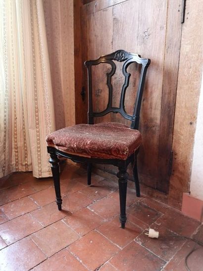 Blackened wooden chair. Napoleon III per...