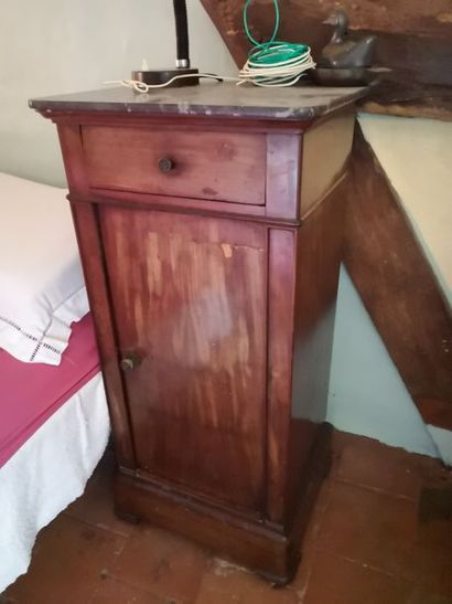 Set of two bedside tables, one in rattan...