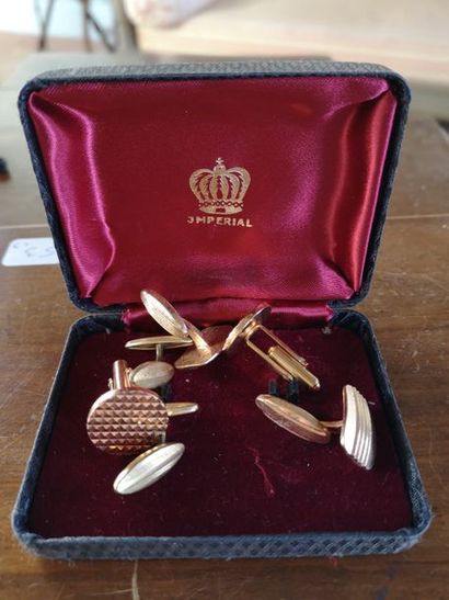 Set of three pairs of gold metal cufflin...