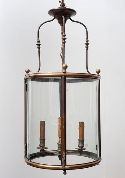 A large bronze and glass lantern