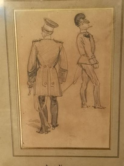Alfred de Neuville - Crayon portrait de militaire...