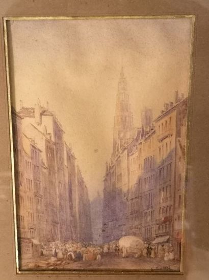 Ecole XIXe siècle 

Rue 

aquarelle 

signé...