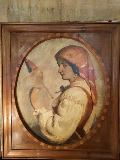 Ecole Italienne, jeune femme italienne, huile...