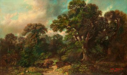 Estelle Masson 

Sangliers en sous bois.

Huile...