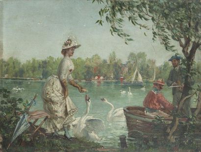 Ecole Moderne 

L’élégante aux cygnes

Huile...