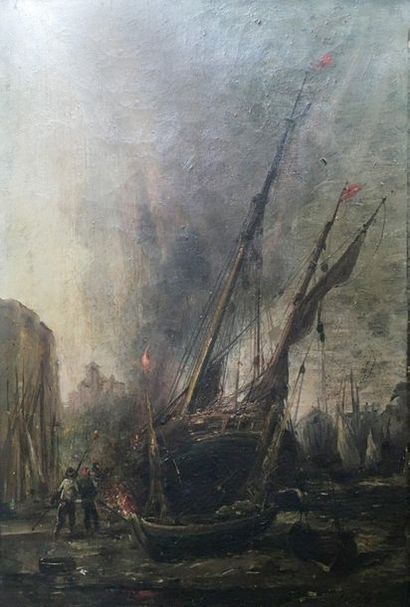 Jules Achille Noël (1810-1881)

Vue de port

Huile...