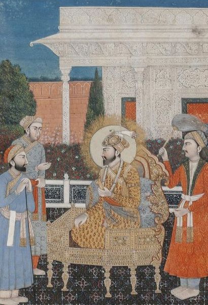 L’empereur moghol Alemgir II sur une terrasse.

Assis...