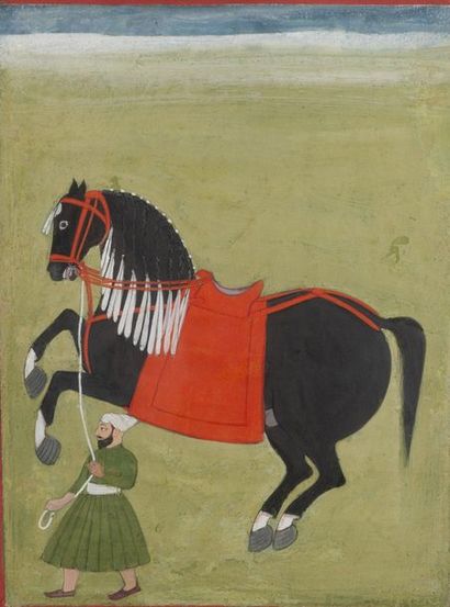 Cheval et palefrenier.

Un personnage, vêtu...